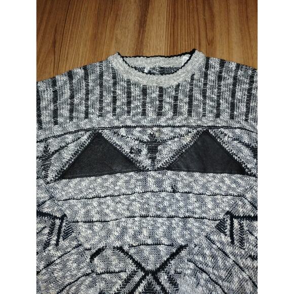 vintage pullover Cosby style or grandpa style Long Sleeve Geometric Patern M 80' - Picture 2 of 9